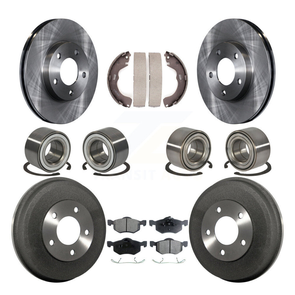 Front Rear Wheel Bearings Disc Brake Rotors And Semi-Metallic Pads Shoes Kit (10Pc) For Ford Escape Mazda Tribute Mercury Mariner KBB-106117