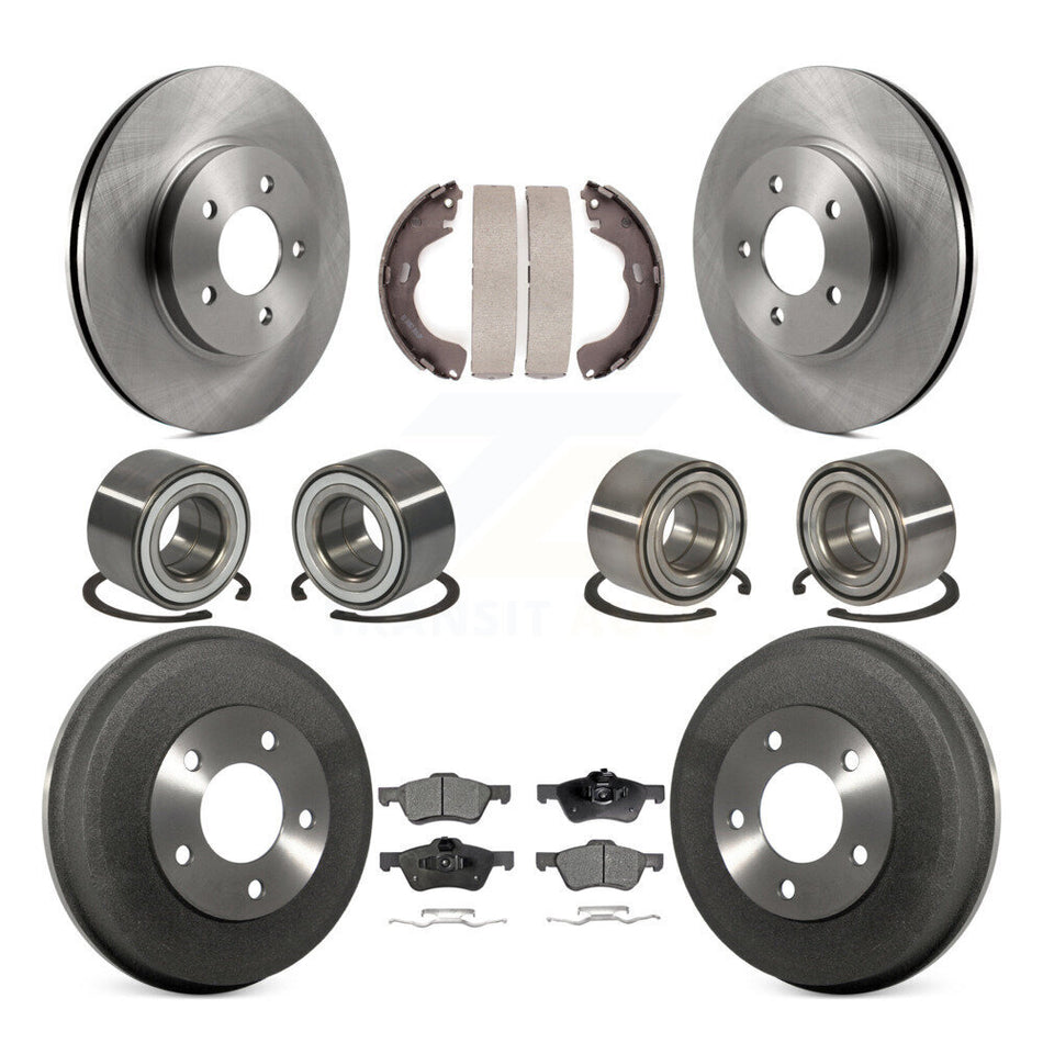 Front Rear Wheel Bearings Disc Brake Rotors And Semi-Metallic Pads Shoes Kit (10Pc) For Ford Escape Mercury Mariner Mazda Tribute KBB-106119