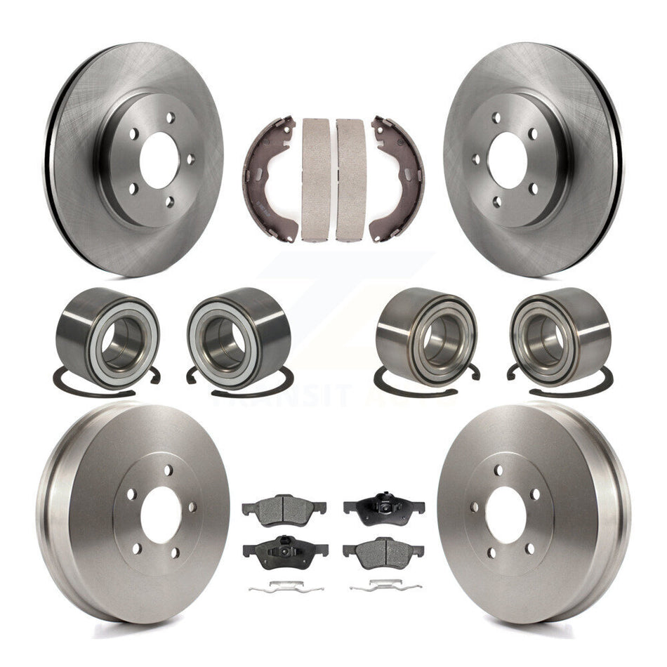 Front Rear Wheel Bearings Disc Brake Rotors And Semi-Metallic Pads Shoes Kit (10Pc) For 2008 Mazda Tribute KBB-106120