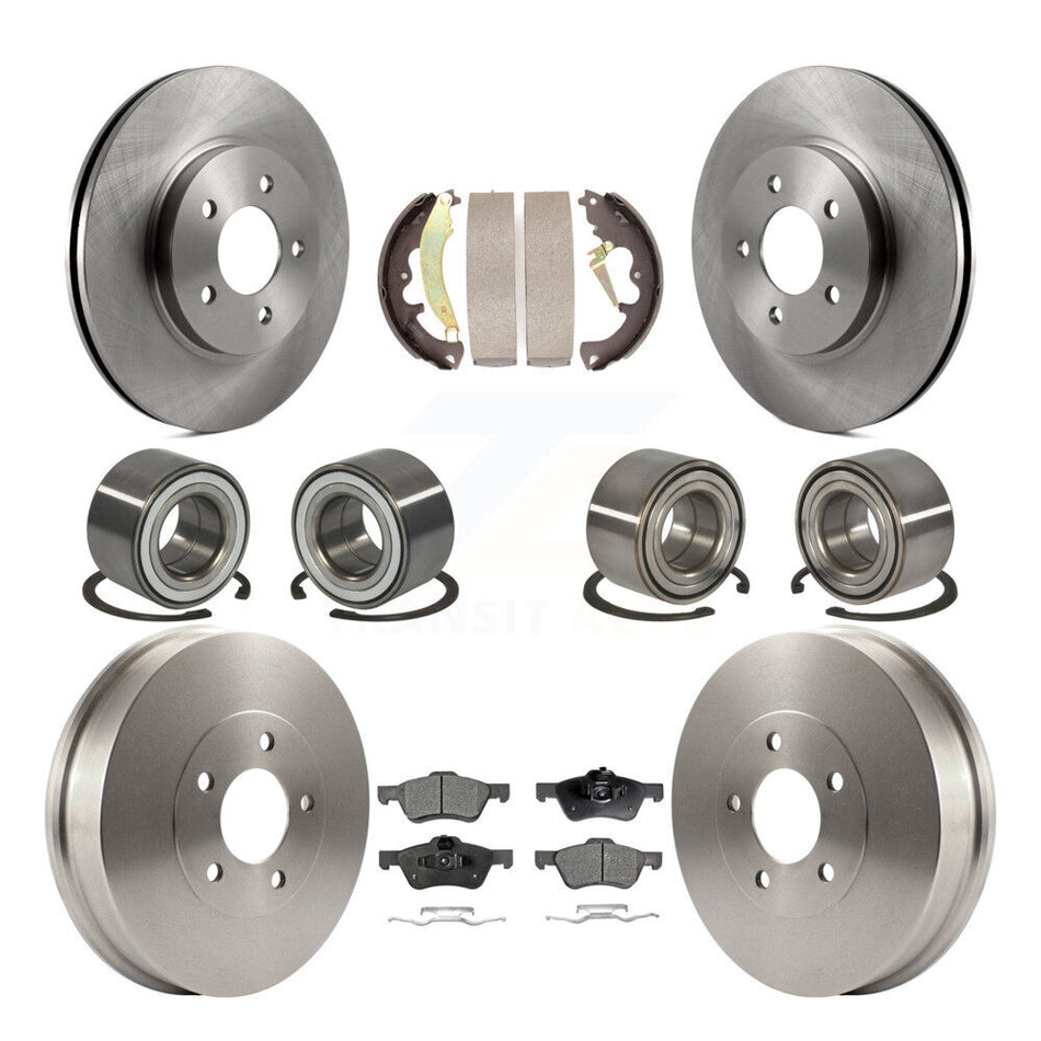 Front Rear Wheel Bearings Disc Brake Rotors And Semi-Metallic Pads Shoes Kit (10Pc) For Ford Escape Mercury Mariner Mazda Tribute KBB-106121