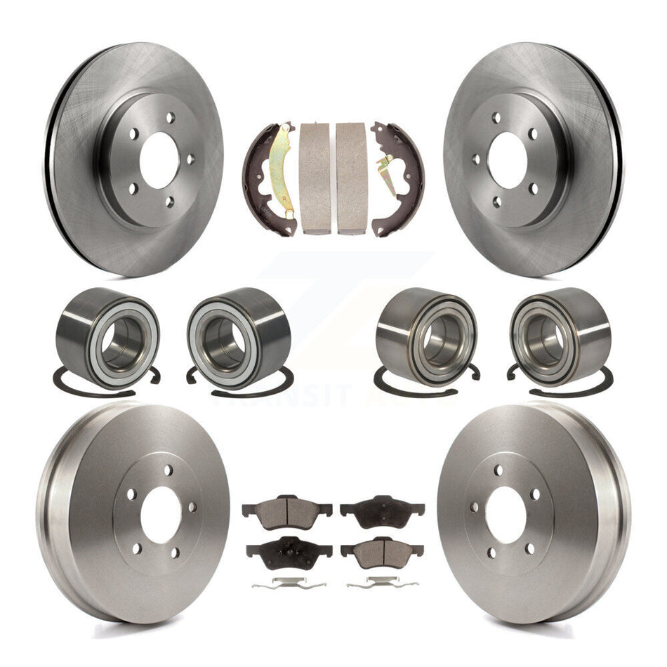 Front Rear Wheel Bearings Disc Brake Rotors And Semi-Metallic Pads Shoes Kit (10Pc) For Ford Escape Mercury Mariner KBB-106122