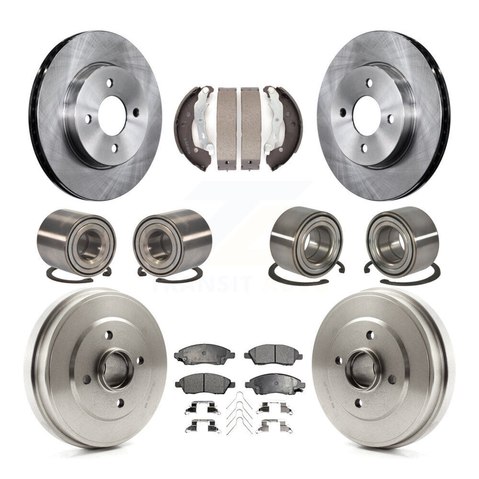 Front Rear Wheel Bearings Disc Brake Rotors And Semi-Metallic Pads Shoes Kit (10Pc) For Nissan Versa Note Micra KBB-106123