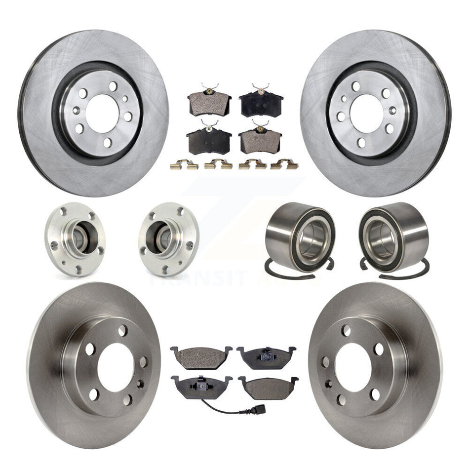 Front Rear Wheel Hub Bearings Assembly Disc Brake Rotors And Semi-Metallic Pads Kit (10Pc) For Volkswagen Beetle Golf Jetta KBB-106125