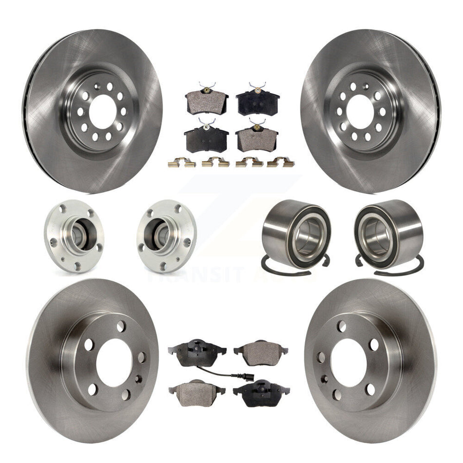 Front Rear Wheel Hub Bearings Assembly Disc Brake Rotors And Semi-Metallic Pads Kit (10Pc) For 2000-2006 Audi TT KBB-106129