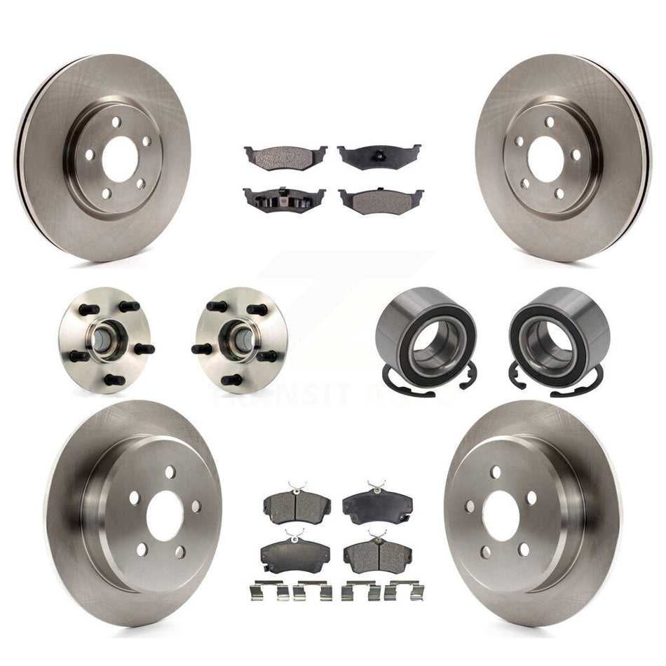 Front Rear Wheel Hub Bearings Assembly Disc Brake Rotors And Semi-Metallic Pads Kit (10Pc) For 2007 Chrysler PT Cruiser Turbocharged KBB-106142