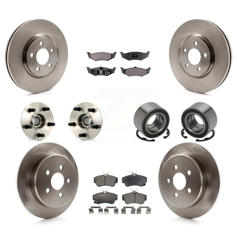 Front Rear Wheel Hub Bearings Assembly Disc Brake Rotors And Semi-Metallic Pads Kit (10Pc) For Chrysler PT Cruiser Dodge Neon KBB-106143