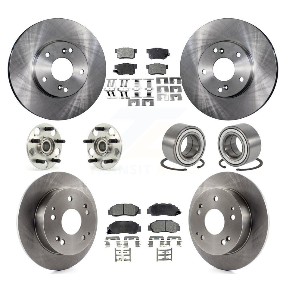 Front Rear Wheel Hub Bearings Assembly Disc Brake Rotors And Semi-Metallic Pads Kit (10Pc) For 1998-2002 Honda Accord 3.0L with rear brakes KBB-106151