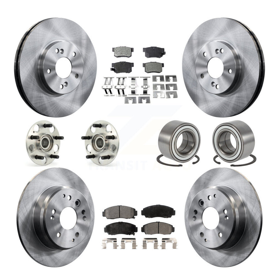 Front Rear Wheel Hub Bearings Assembly Disc Brake Rotors And Semi-Metallic Pads Kit (10Pc) For 1999-2003 Acura TL KBB-106152