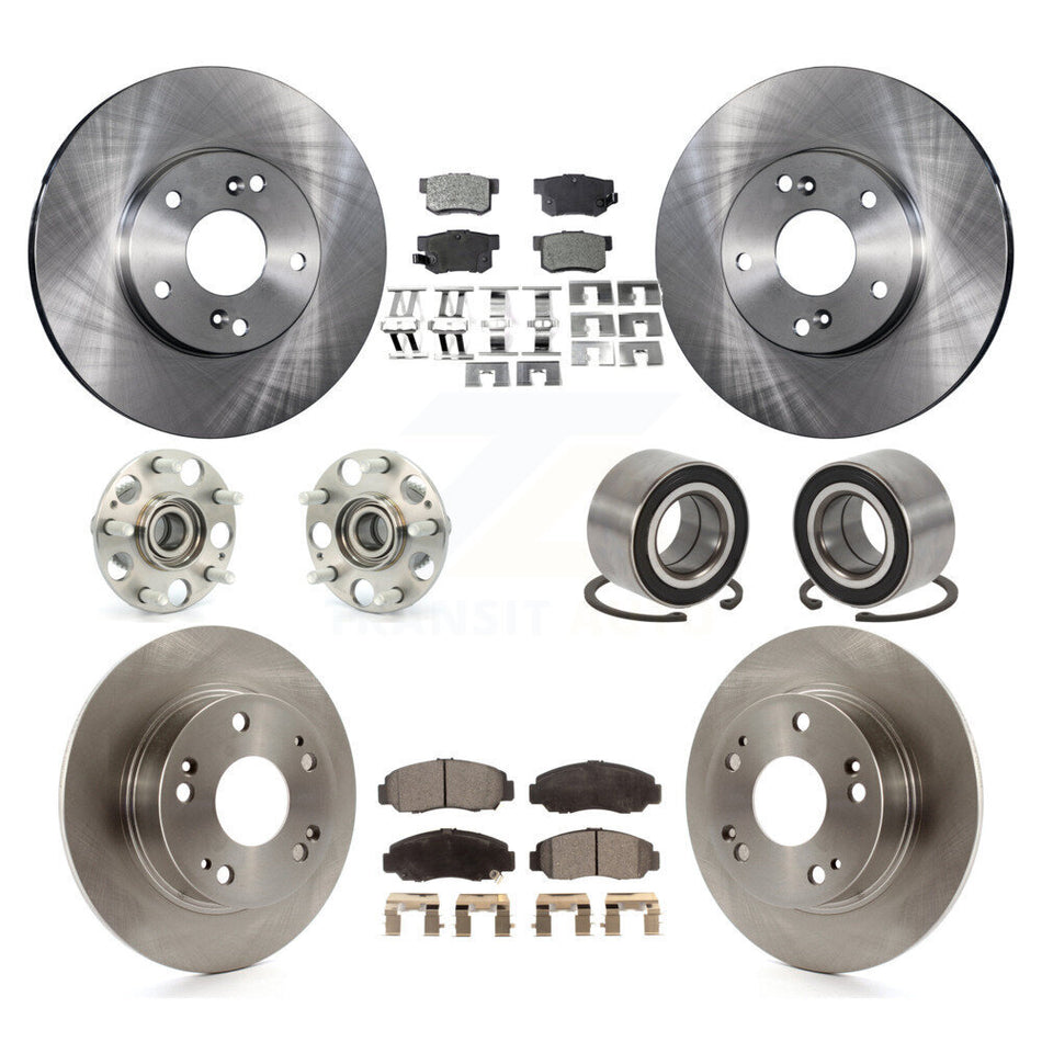 Front Rear Wheel Hub Bearings Assembly Disc Brake Rotors And Semi-Metallic Pads Kit (10Pc) For Honda Accord KBB-106169