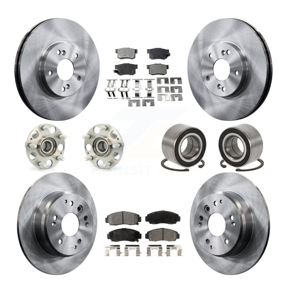 Front Rear Wheel Hub Bearings Assembly Disc Brake Rotors And Semi-Metallic Pads Kit (10Pc) For Acura TL KBB-106171