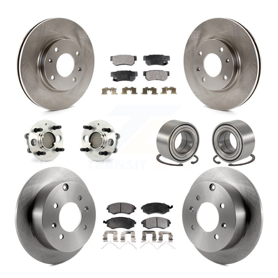 Front Rear Wheel Hub Bearings Assembly Disc Brake Rotors And Semi-Metallic Pads Kit (10Pc) For 2004 Hyundai Sonata 4-Wheel ABS To 09 03 KBB-106178