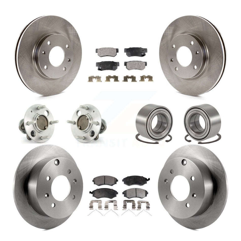 Front Rear Wheel Hub Bearings Assembly Disc Brake Rotors And Semi-Metallic Pads Kit (10Pc) For 2004 Hyundai Sonata Non-ABS To 09 03 KBB-106184