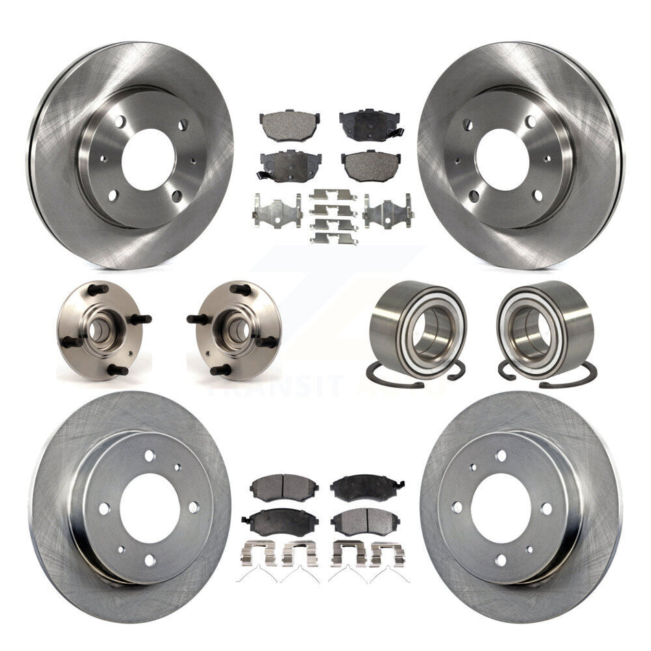 Front Rear Wheel Hub Bearings Assembly Disc Brake Rotors And Semi-Metallic Pads Kit (10Pc) For Hyundai Elantra KBB-106189