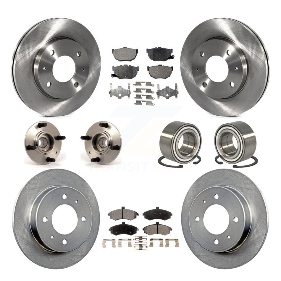 Front Rear Wheel Hub Bearings Assembly Disc Brake Rotors And Semi-Metallic Pads Kit (10Pc) For Hyundai Elantra rear brakes with Non-ABS KBB-106190