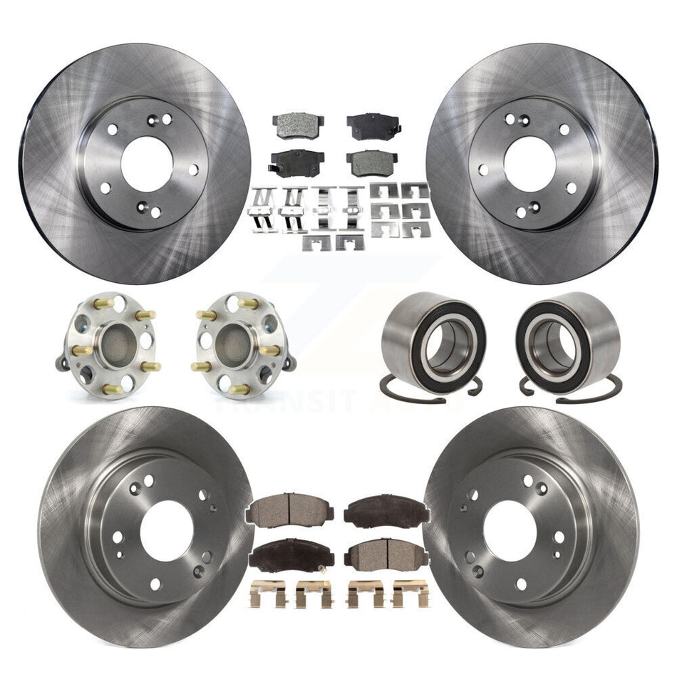 Front Rear Wheel Hub Bearings Assembly Disc Brake Rotors And Semi-Metallic Pads Kit (10Pc) For Acura CSX KBB-106201