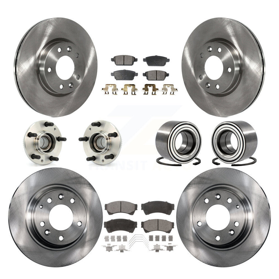 Front Rear Wheel Hub Bearings Assembly Disc Brake Rotors And Semi-Metallic Pads Kit (10Pc) For Ford Fusion Lincoln MKZ Mercury Milan Mazda 6 Zephyr KBB-106219