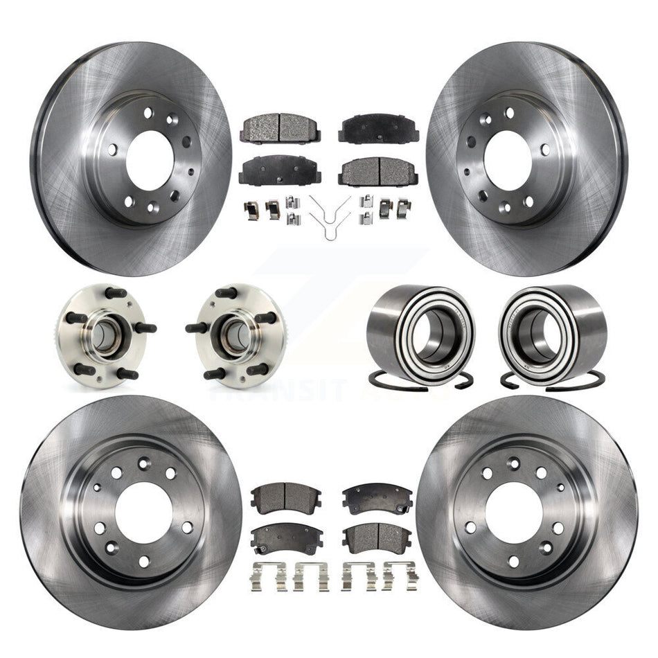 Front Rear Wheel Hub Bearings Assembly Disc Brake Rotors And Semi-Metallic Pads Kit (10Pc) For Mazda 6 KBB-106220