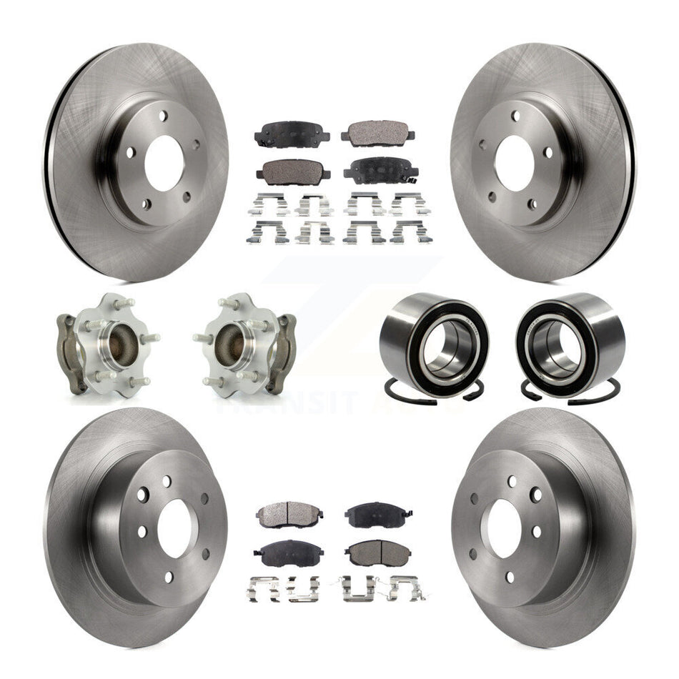 Front Rear Wheel Hub Bearings Assembly Disc Brake Rotors And Semi-Metallic Pads Kit (10Pc) For Nissan Altima KBB-106229