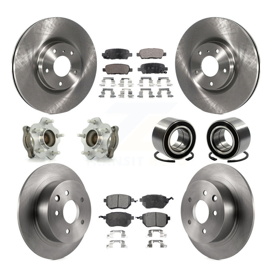 Front Rear Wheel Hub Bearings Assembly Disc Brake Rotors And Semi-Metallic Pads Kit (10Pc) For Nissan Altima Maxima KBB-106231