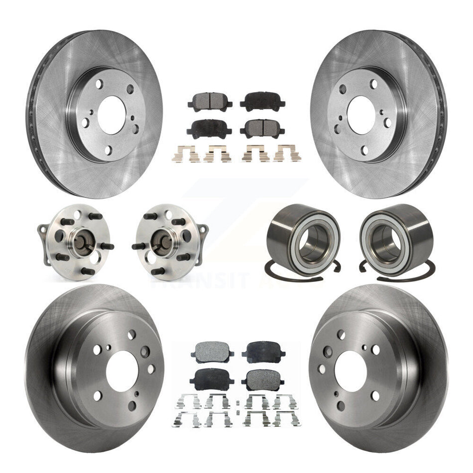 Front Rear Wheel Hub Bearings Assembly Disc Brake Rotors And Semi-Metallic Pads Kit (10Pc) For Toyota Camry Solara KBB-106237