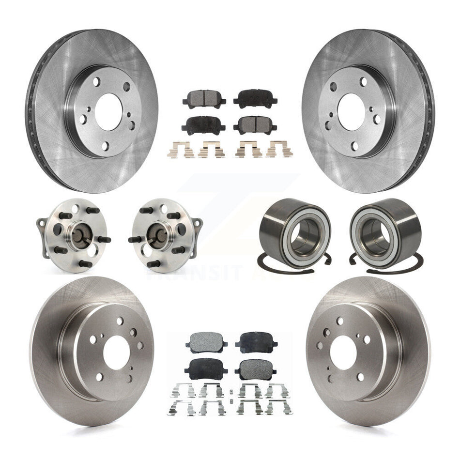 Front Rear Wheel Hub Bearings Assembly Disc Brake Rotors And Semi-Metallic Pads Kit (10Pc) For 2000-2004 Toyota Avalon KBB-106238
