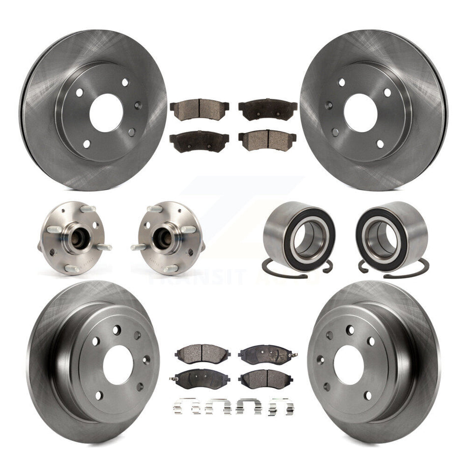 Front Rear Wheel Hub Bearings Assembly Disc Brake Rotors And Semi-Metallic Pads Kit (10Pc) For Suzuki Reno Chevrolet Optra Non-ABS KBB-106244