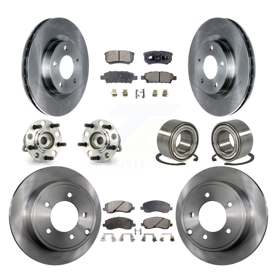 Front Rear Wheel Hub Bearings Assembly Disc Brake Rotors And Semi-Metallic Pads Kit (10Pc) For Jeep Patriot Compass Dodge Caliber KBB-106261