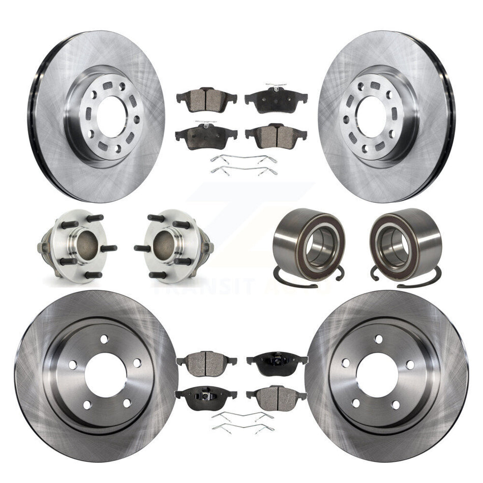 Front Rear Wheel Hub Bearings Assembly Disc Brake Rotors And Semi-Metallic Pads Kit (10Pc) For Mazda 3 Sport KBB-106277