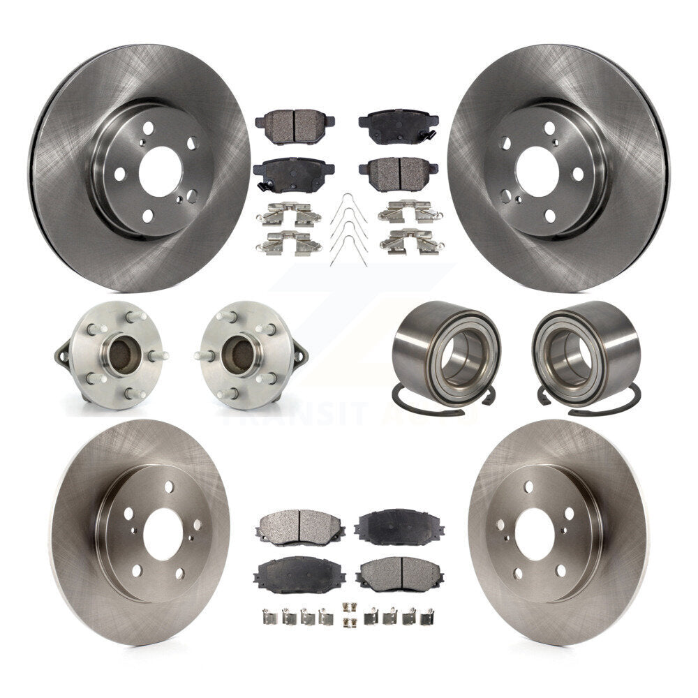 Front Rear Hub Bearings Assembly Disc Brake Rotors And Pads Kit (10Pc) For Toyota Matrix KBB-106312
