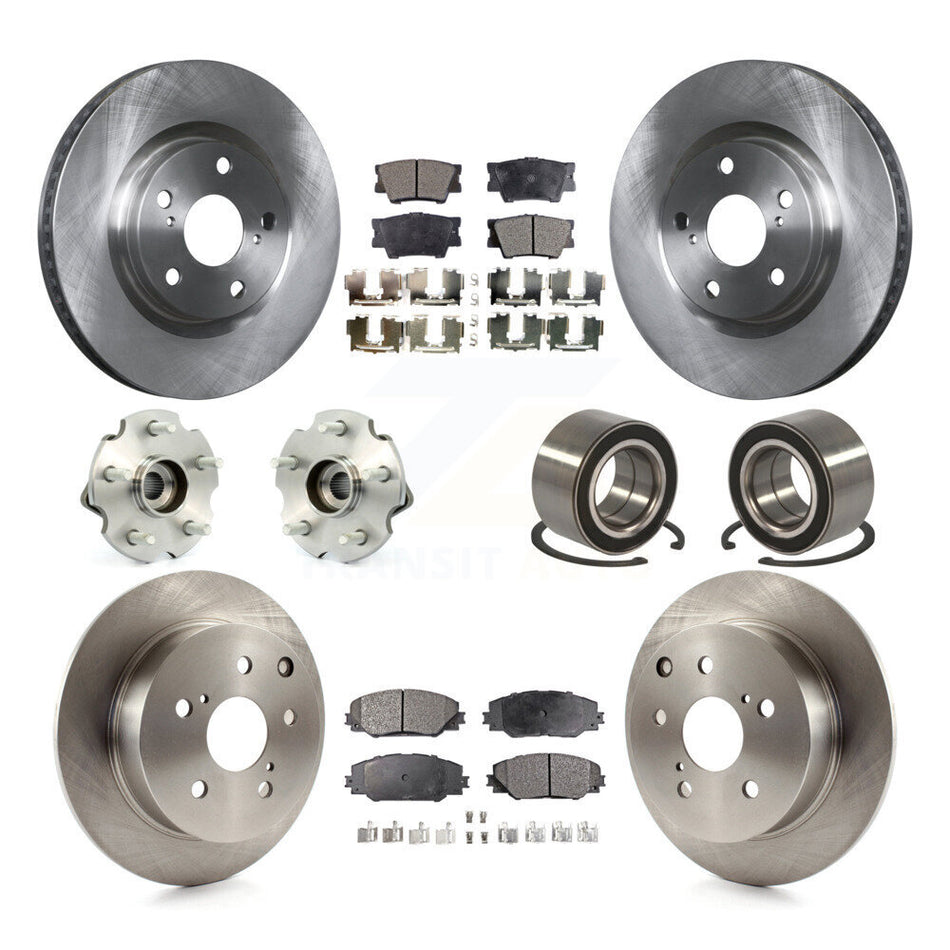 Front Rear Wheel Hub Bearings Assembly Disc Brake Rotors And Semi-Metallic Pads Kit (10Pc) For Toyota Matrix Pontiac Vibe KBB-106313