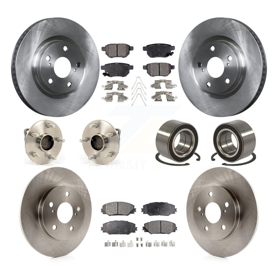Front Rear Wheel Hub Bearings Assembly Disc Brake Rotors And Semi-Metallic Pads Kit (10Pc) For 2009-2013 Toyota Matrix S with FWD 2.4L KBB-106317