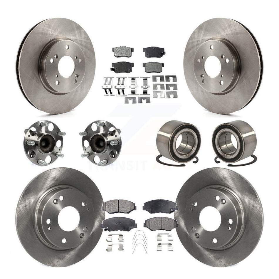 Front Rear Wheel Hub Bearings Assembly Disc Brake Rotors And Semi-Metallic Pads Kit (10Pc) For 2015 Honda Civic EX with Coupe Manual transmission KBB-106373