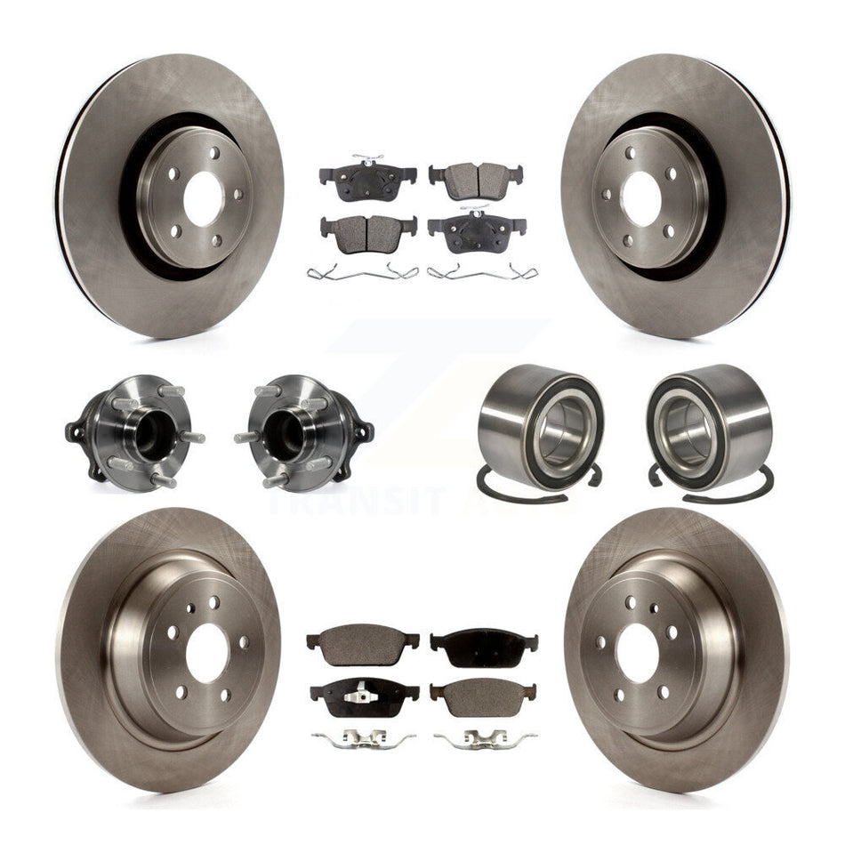 Front Rear Wheel Hub Bearings Assembly Disc Brake Rotors And Semi-Metallic Pads Kit (10Pc) For Lincoln MKC KBB-106398