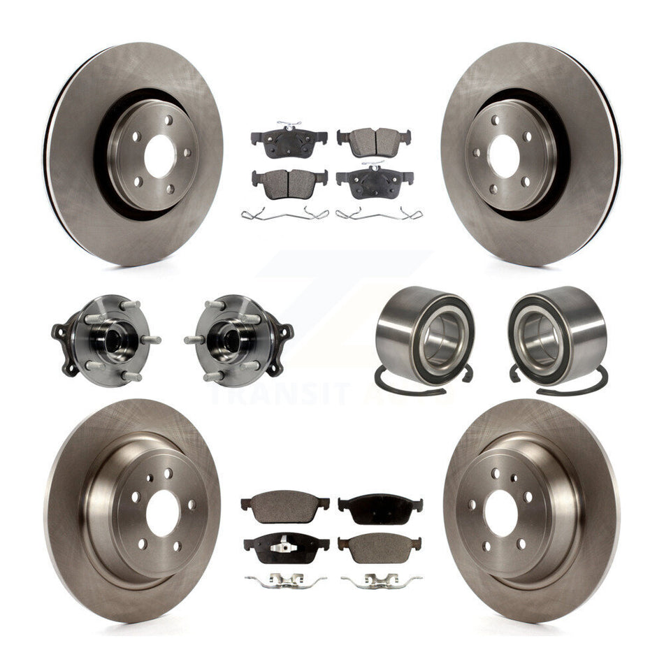 Front Rear Wheel Hub Bearings Assembly Disc Brake Rotors And Semi-Metallic Pads Kit (10Pc) For Lincoln MKC KBB-106403
