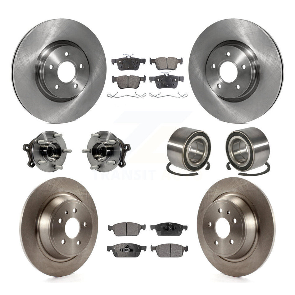 Front Rear Wheel Hub Bearings Assembly Disc Brake Rotors And Semi-Metallic Pads Kit (10Pc) For Ford Escape Lincoln MKC KBB-106405