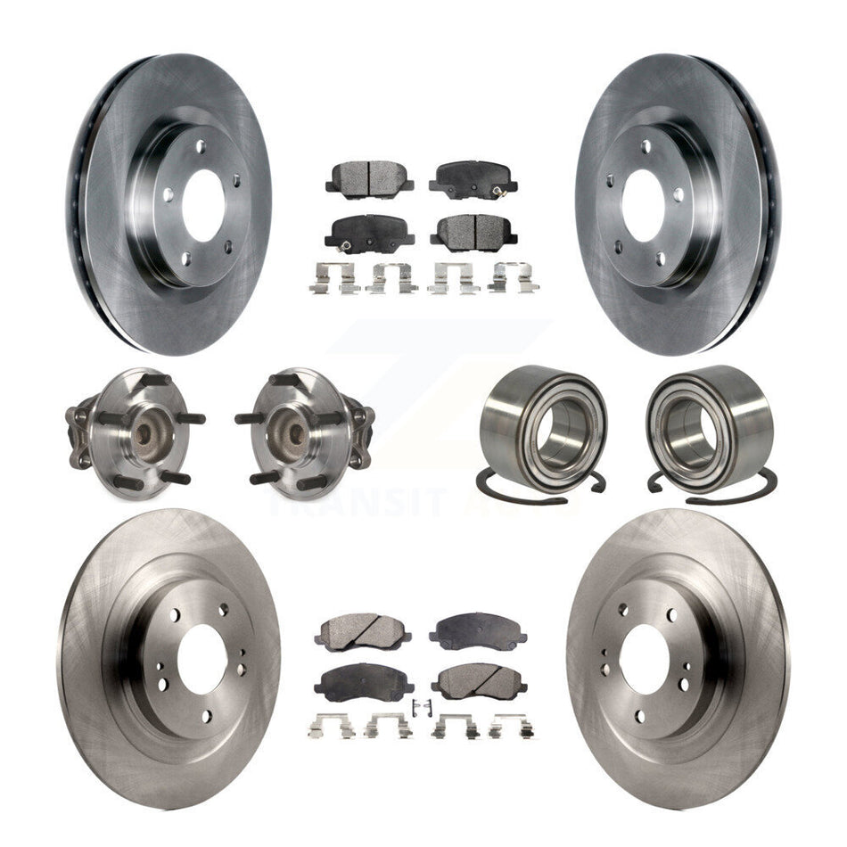 Front Rear Wheel Hub Bearings Assembly Disc Brake Rotors And Semi-Metallic Pads Kit (10Pc) For Mitsubishi Outlander Sport RVR KBB-106427