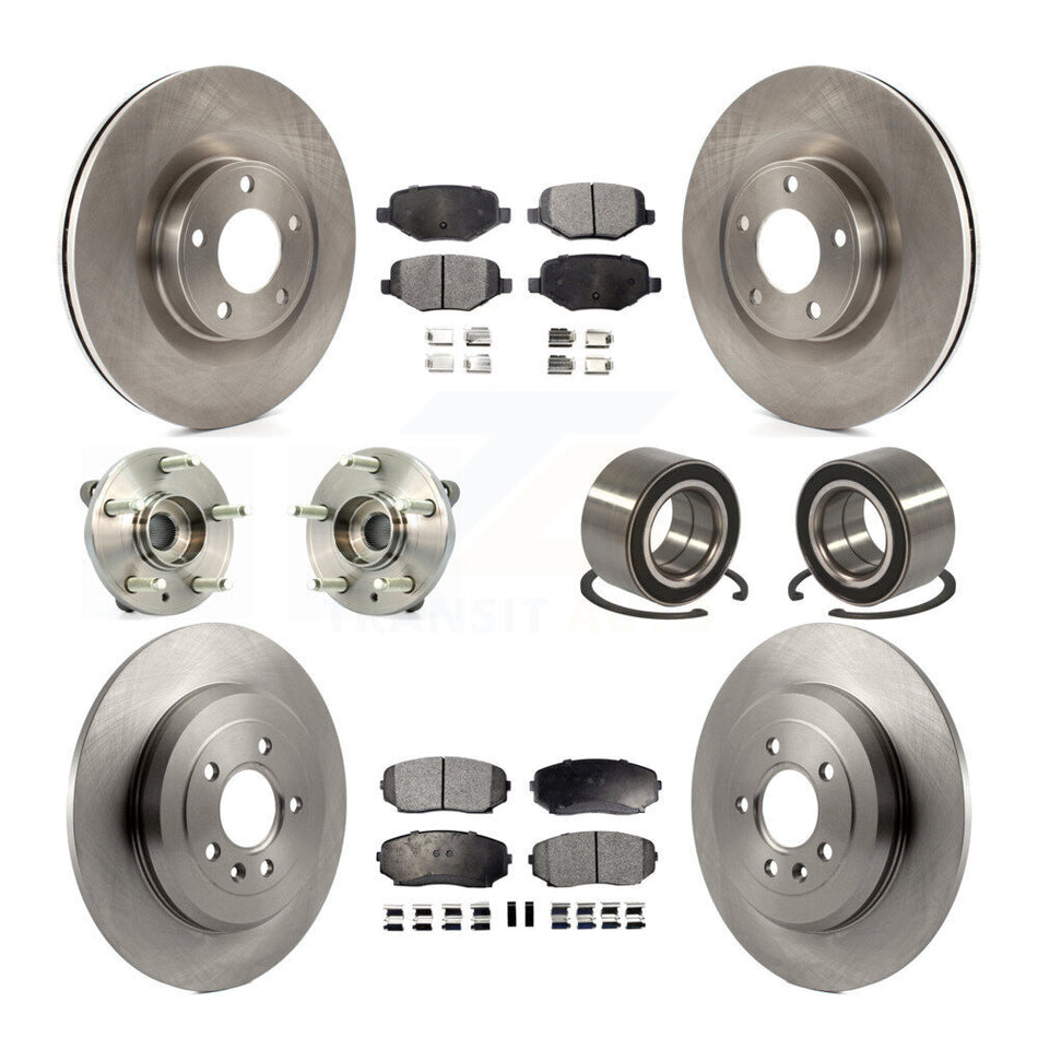 Front Rear Wheel Hub Bearings Assembly Disc Brake Rotors And Semi-Metallic Pads Kit (10Pc) For Ford Edge Lincoln MKX KBB-106437