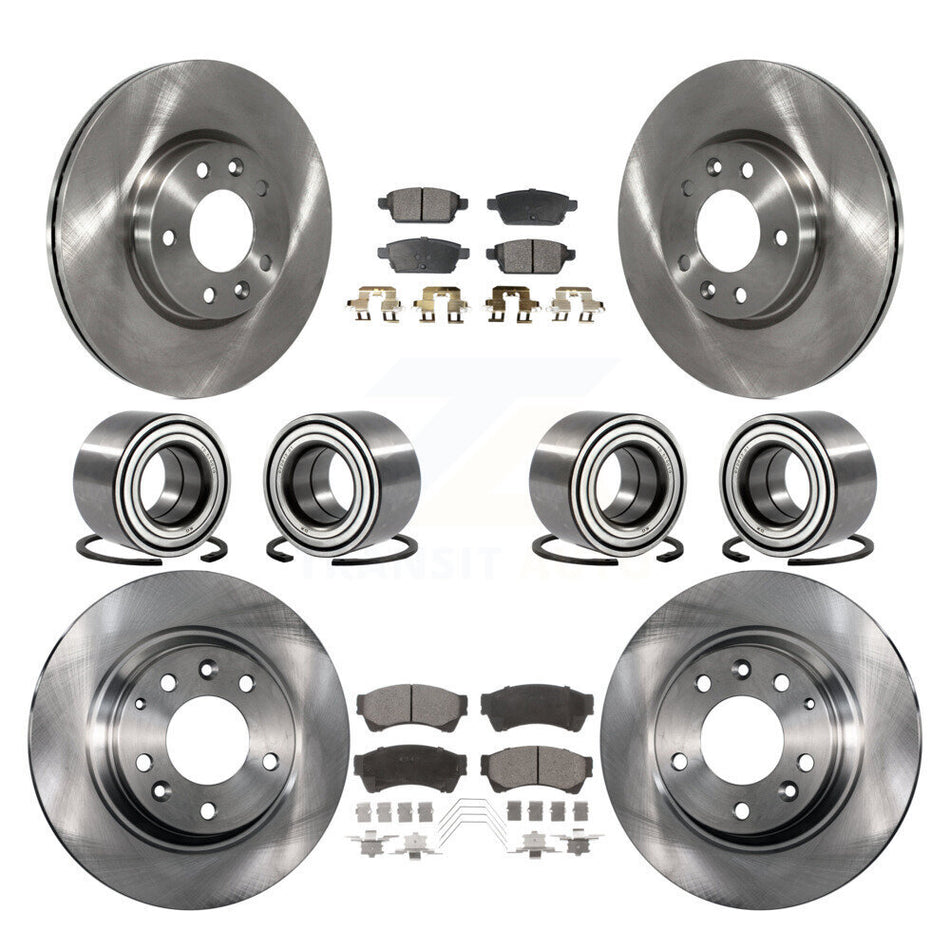 Front Rear Wheel Bearings Disc Brake Rotors And Semi-Metallic Pads Kit (10Pc) For Ford Fusion Lincoln MKZ Mercury Milan KBB-106440