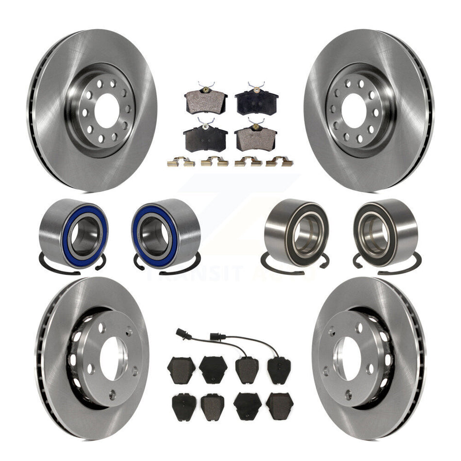 Front Rear Wheel Bearings Disc Brake Rotors And Semi-Metallic Pads Kit (10Pc) For 2000-2001 Audi S4 KBB-106458