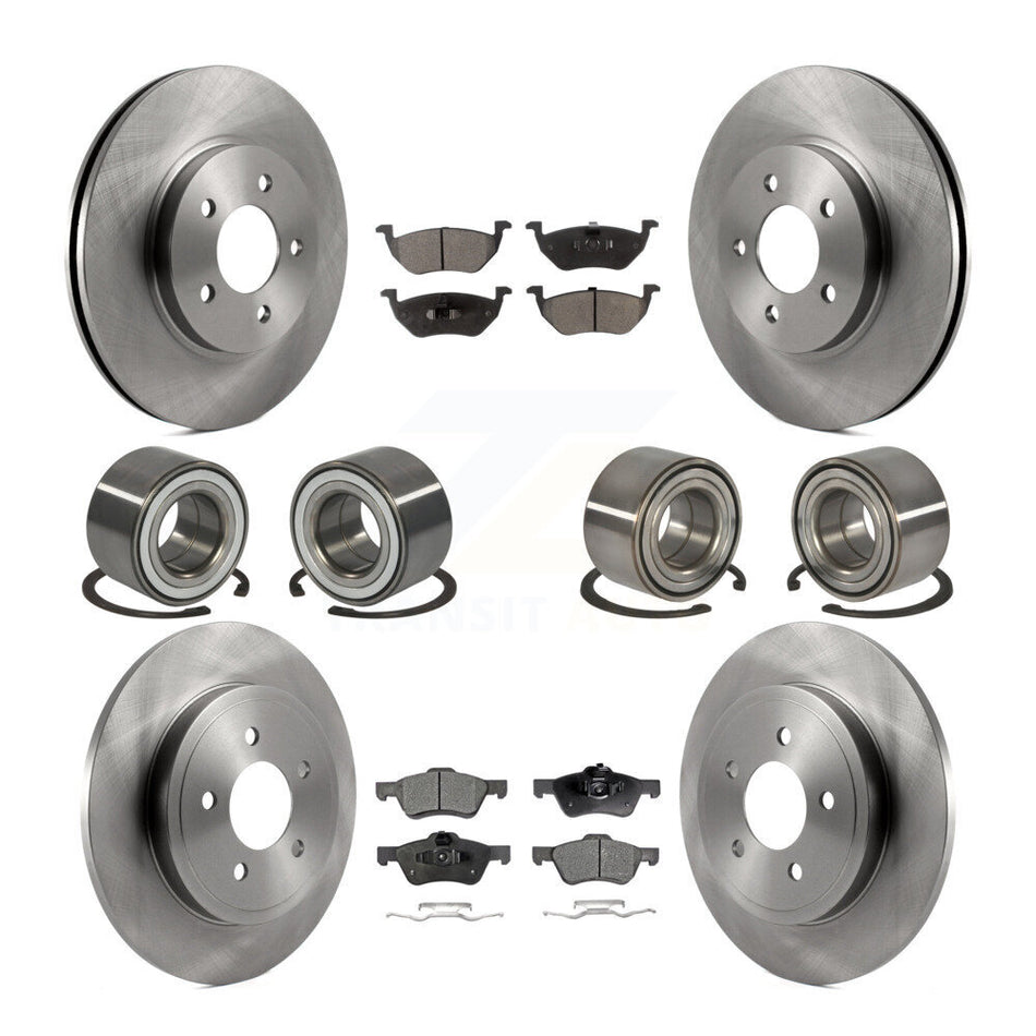 Front Rear Wheel Bearings Disc Brake Rotors And Semi-Metallic Pads Kit (10Pc) For Ford Escape Mercury Mariner Mazda Tribute KBB-106461