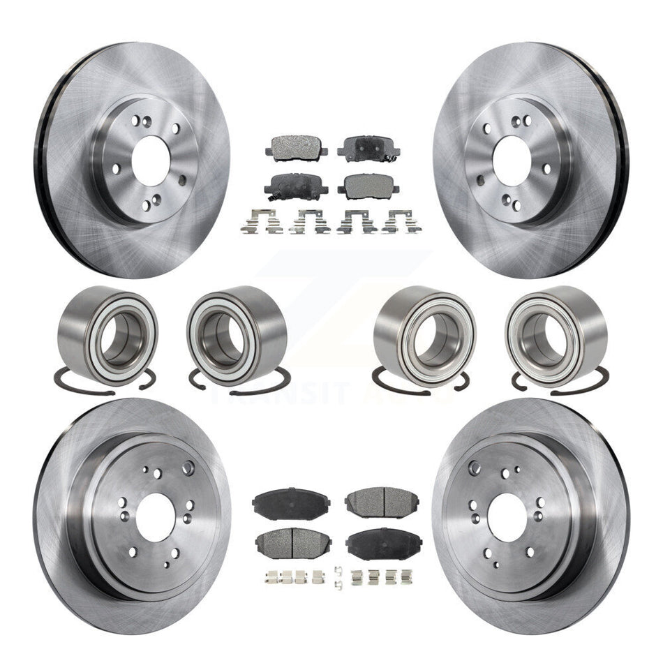 Front Rear Wheel Bearings Disc Brake Rotors And Semi-Metallic Pads Kit (10Pc) For 2001-2002 Acura MDX KBB-106463