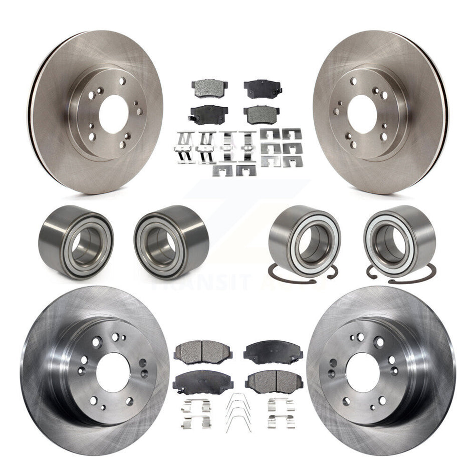 Front Rear Wheel Bearings Disc Brake Rotors And Semi-Metallic Pads Kit (10Pc) For Honda CR-V KBB-106475