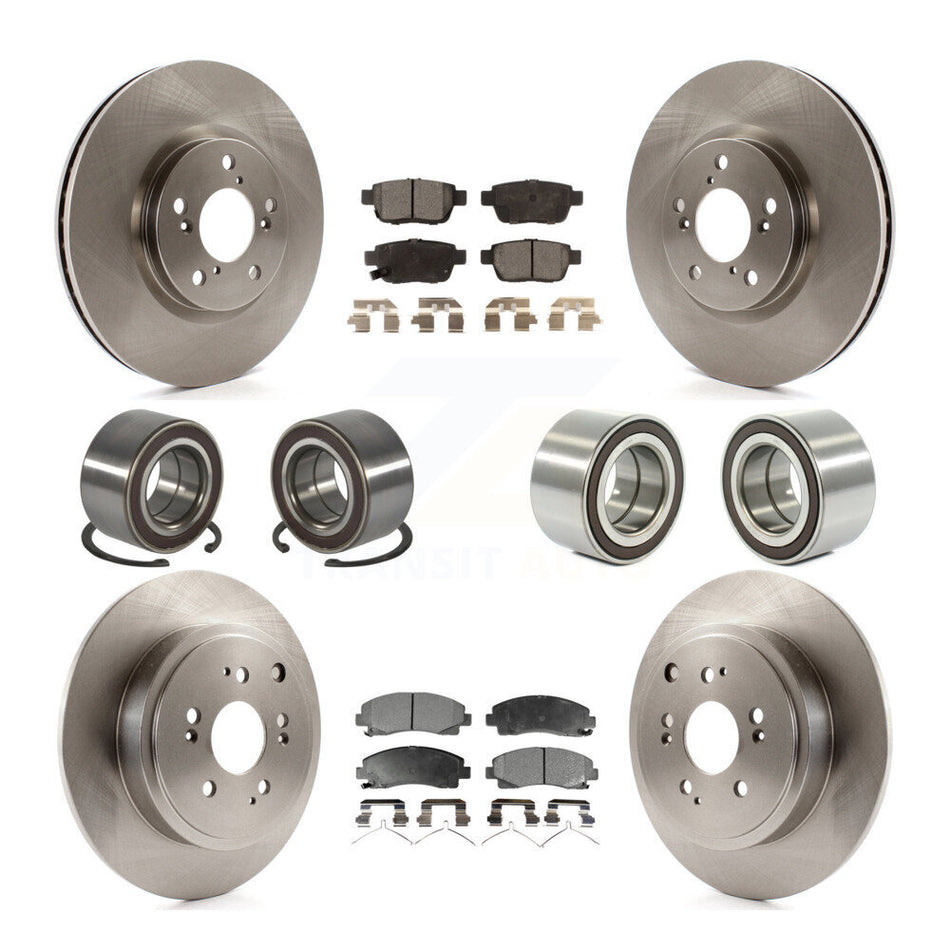 Front Rear Wheel Bearings Disc Brake Rotors And Semi-Metallic Pads Kit (10Pc) For 2006-2014 Honda Ridgeline KBB-106477