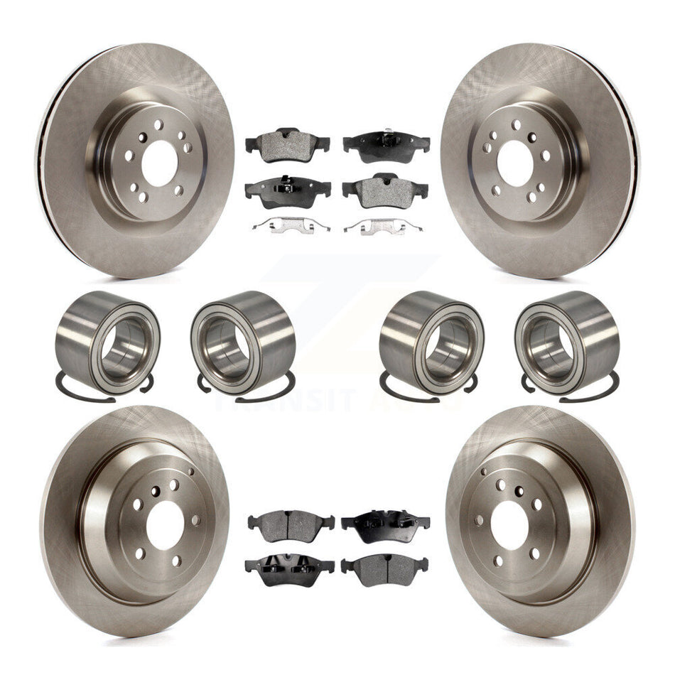 Front Rear Wheel Bearings Disc Brake Rotors And Semi-Metallic Pads Kit (10Pc) For 2007-2009 Mercedes-Benz ML320 With 350mm Diameter Rotor KBB-106484