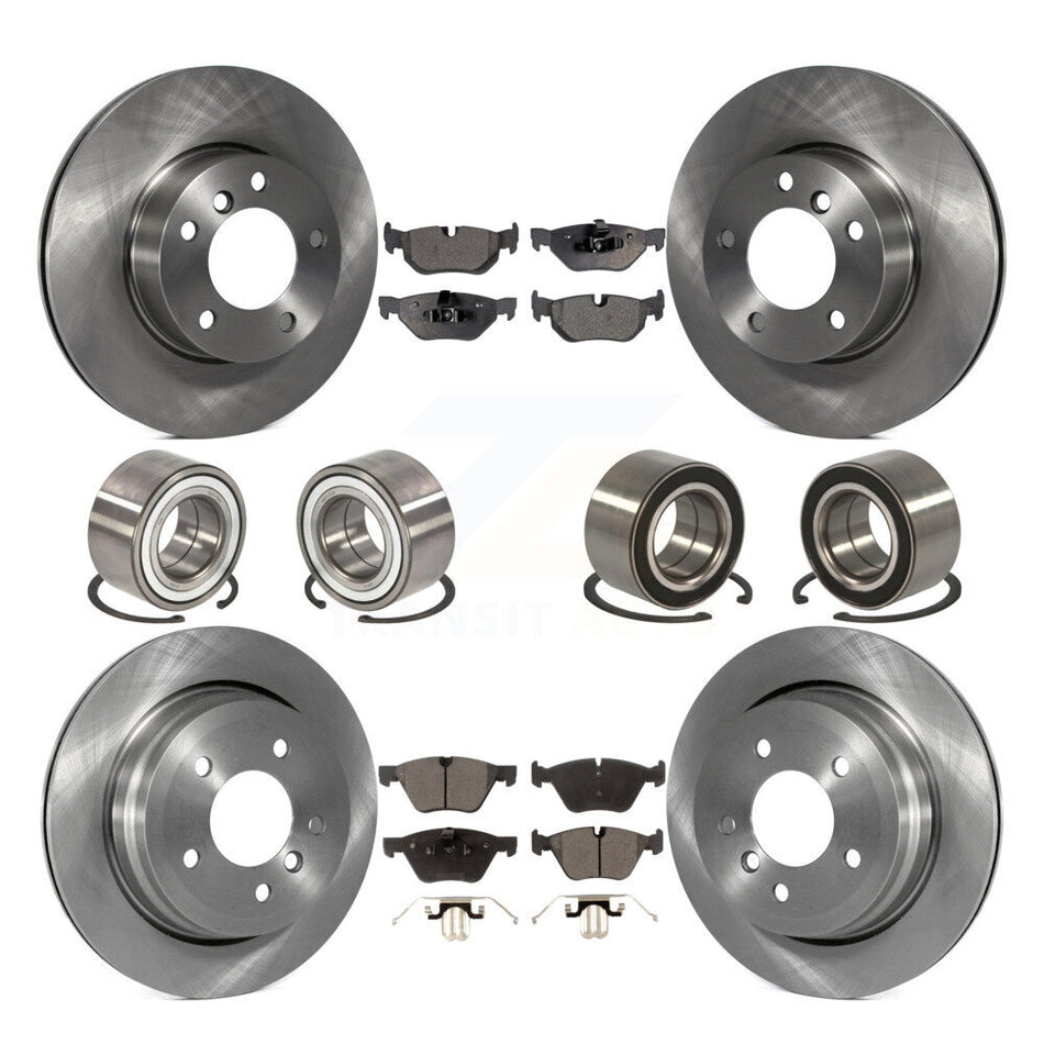 Front Rear Wheel Bearings Disc Brake Rotors And Semi-Metallic Pads Kit (10Pc) For BMW 328xi 325xi KBB-106487