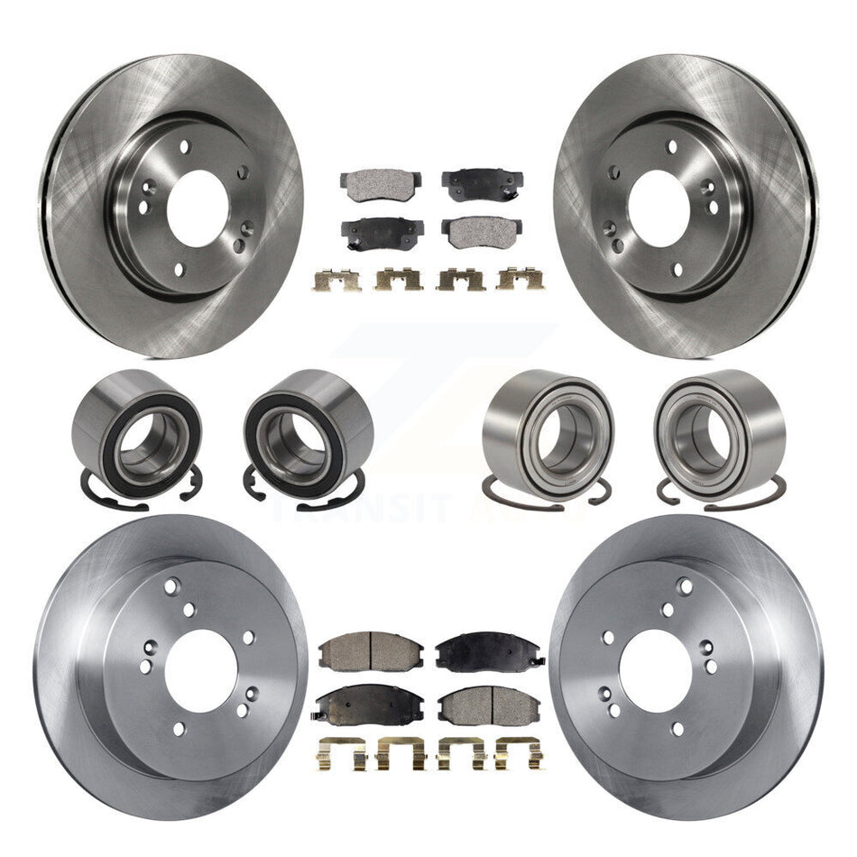 Front Rear Wheel Bearings Disc Brake Rotors And Semi-Metallic Pads Kit (10Pc) For Hyundai Santa Fe With 276mm Diameter Rotor KBB-106494