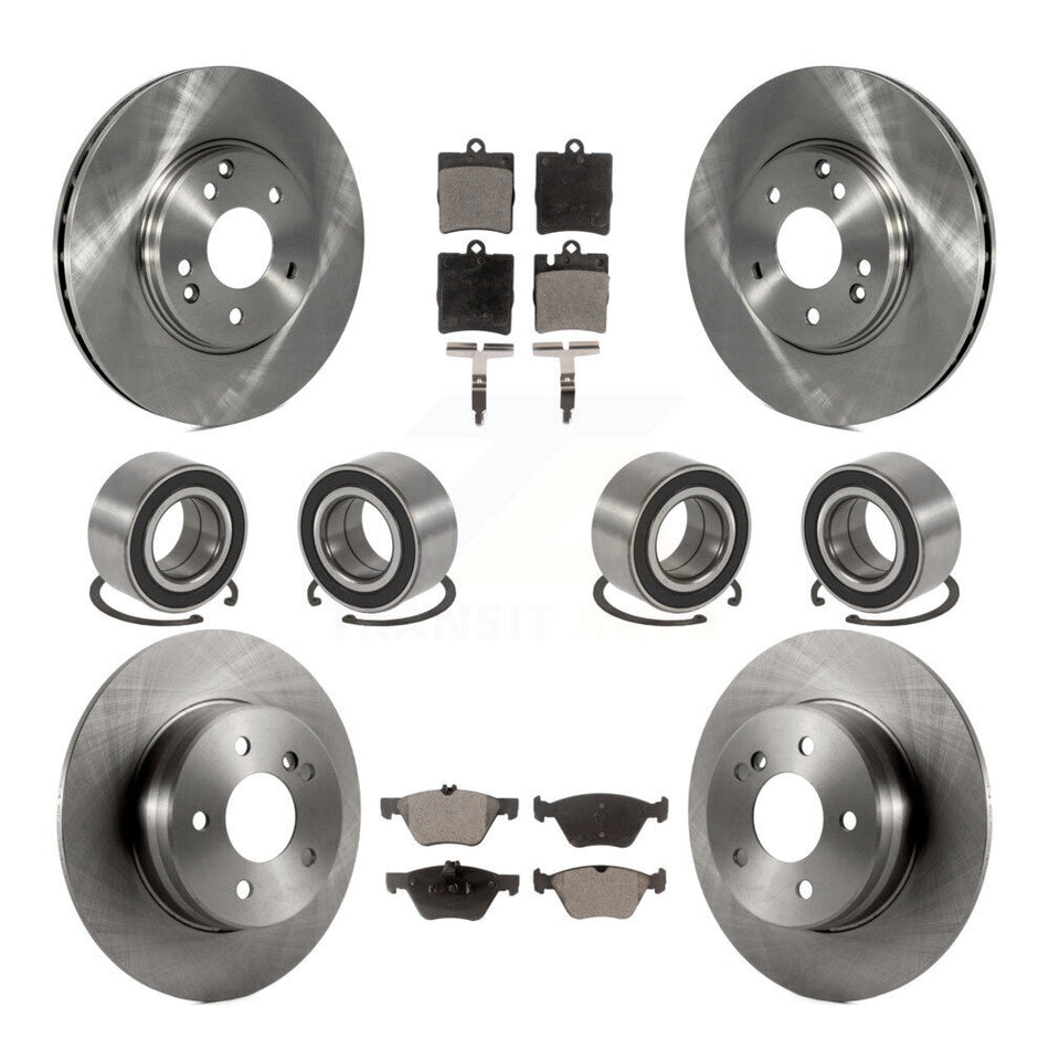 Front Rear Wheel Bearings Disc Brake Rotors And Semi-Metallic Pads Kit (10Pc) For 1998-2002 Mercedes-Benz E320 4Matic with Sedan KBB-106499