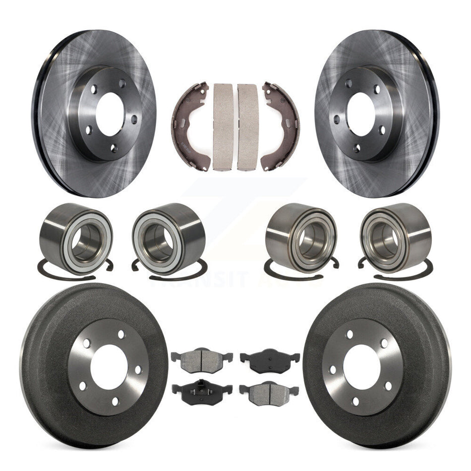 Front Rear Wheel Bearings Disc Brake Rotors And Semi-Metallic Pads Shoes Kit (10Pc) For Ford Escape Mazda Tribute Mercury Mariner KBB-106507