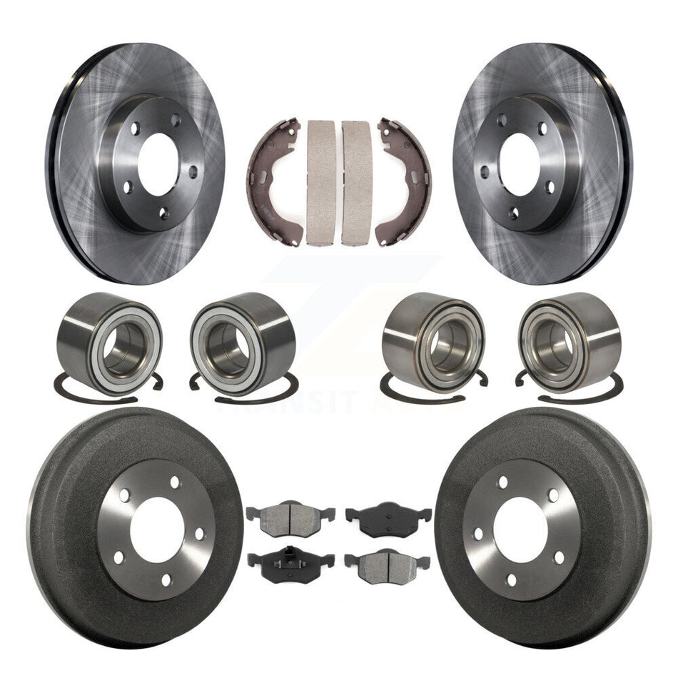 Front Rear Wheel Bearings Disc Brake Rotors And Semi-Metallic Pads Shoes Kit (10Pc) For Ford Escape Mazda Tribute Mercury Mariner KBB-106507