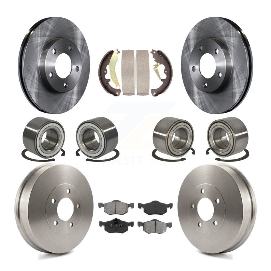 Front Rear Wheel Bearings Disc Brake Rotors And Semi-Metallic Pads Shoes Kit (10Pc) For 2007-2007 Ford Escape Mercury Mariner From 01/08/07 Drum rear brakes KBB-106508